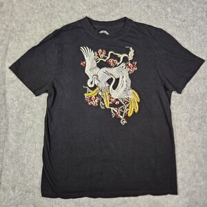 Finest Threads Unisex Cranes Cherry Blossom Japanese Short Sleeve Shirt Size L